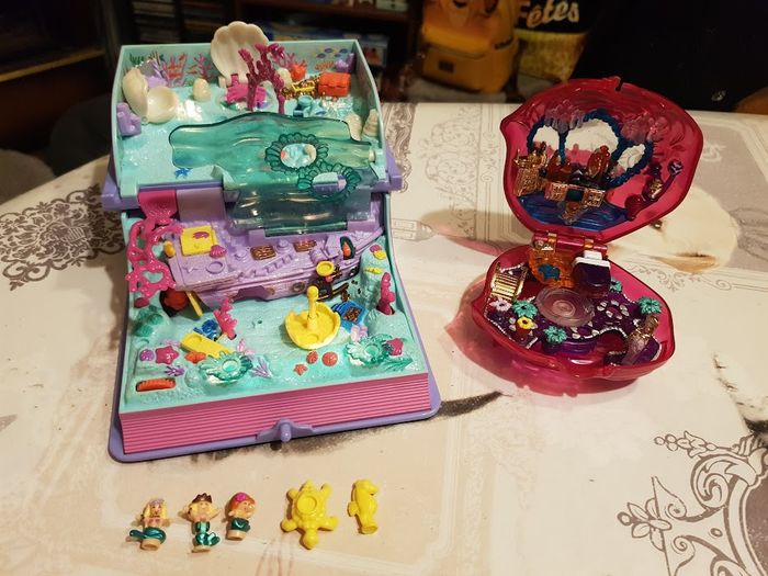 Magnifique polly pocket vintage 1995 Livre Sparkling mermaid aventure sirène 1996 parfum rose