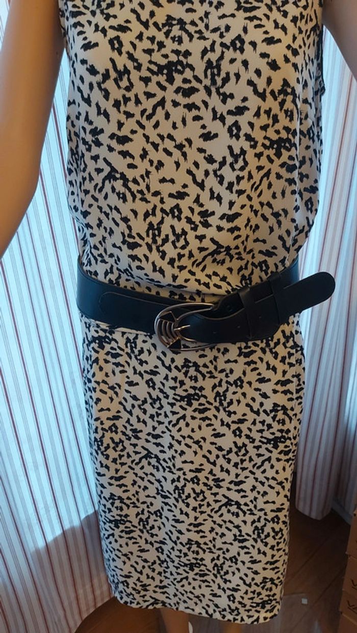 Ceinture en cuir noir réglable de 80cm à 95cm