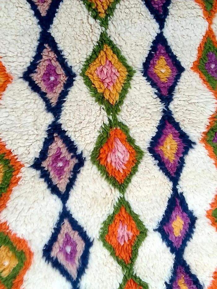 Tapis Beni ourain, Authentique tapis marocain, en laine véritable, Tapis fait main, Carpette - photo numéro 8