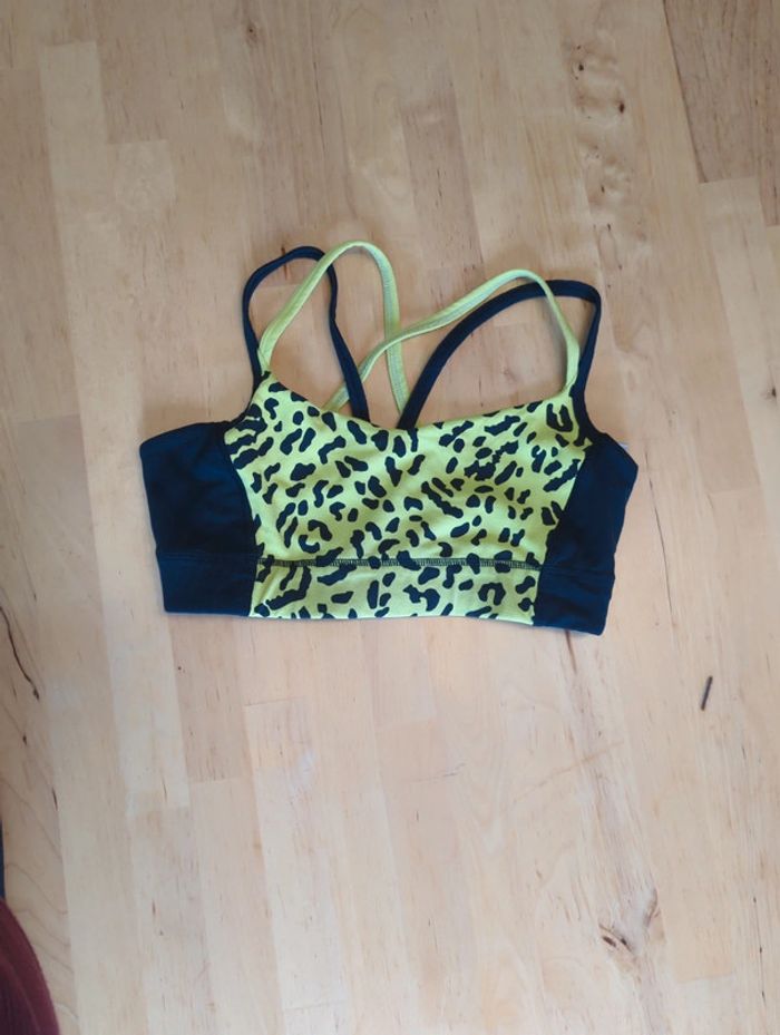 Brassière Zumba léopard jaune fluo S