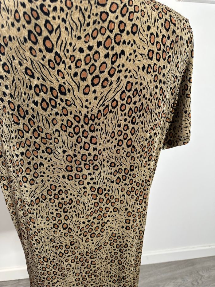 Blouse oversize leopard marron et beige Vintage T46 3XL - photo numéro 7