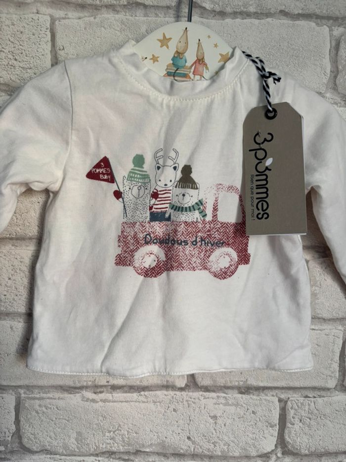 Haut 3 Pommes taille 1 mois neuf - photo numéro 2