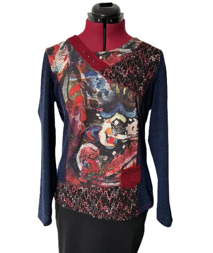 Pull fin original effet patchwork Bagoraz