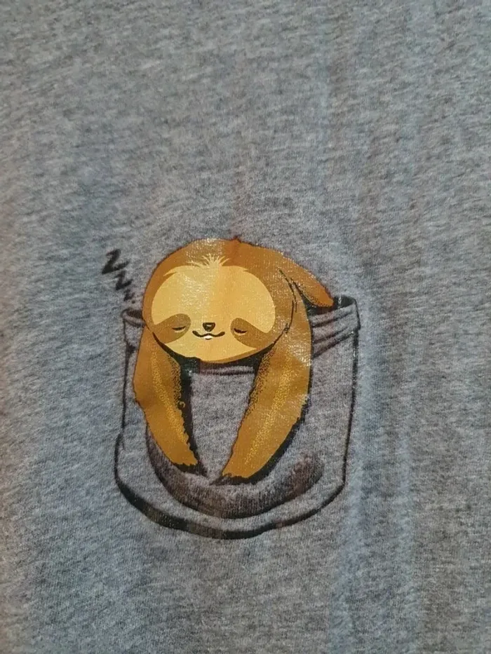 t shirt gris paresseux - taille M - photo numéro 2