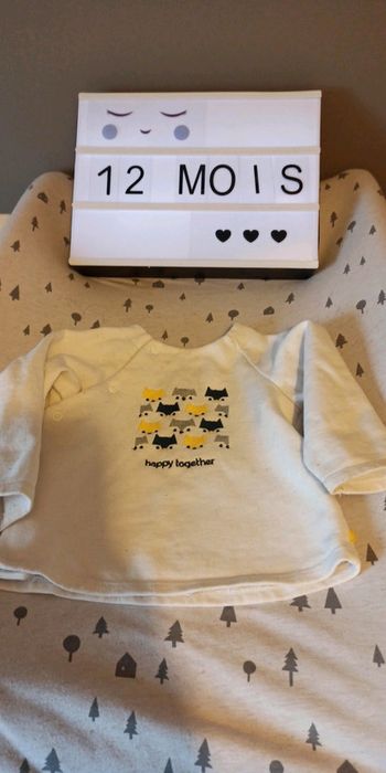 Pull blanc obaibi 12 mois