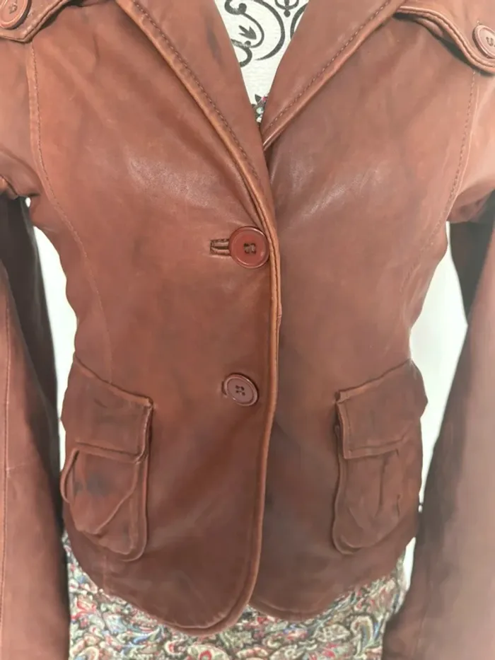 Veste en cuir femme 38 - photo numéro 3