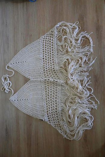 C35 top crochet beige S