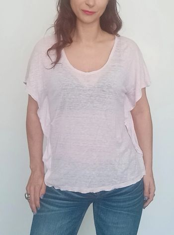 T-shirt pastel manches papillon taille 42