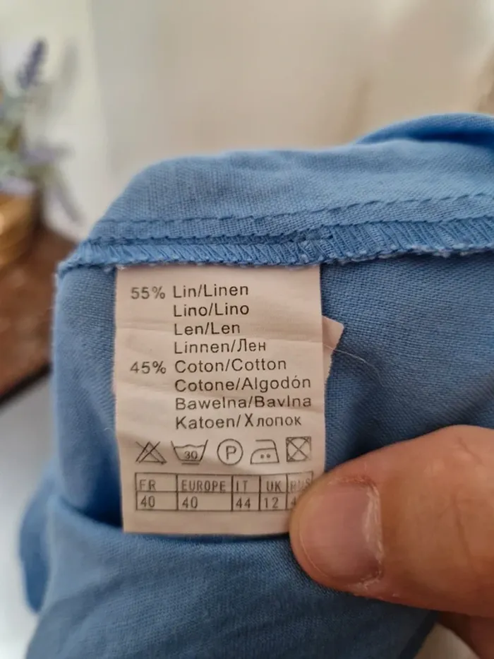 Robe camaïeu bleu lin et coton taille 40 - photo numéro 4