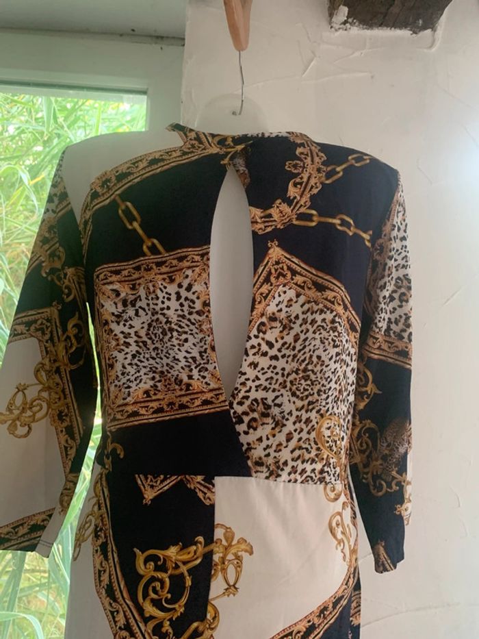Robe droite à motif fluide manches 3/4 taille 38 - photo numéro 9