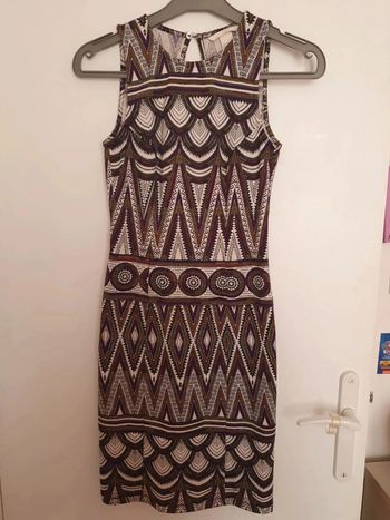 Robe ethnique marron bordeaux blanc H&M taille XS 34