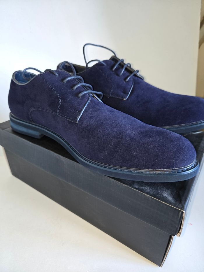 Chaussure derbie bleu uomo design neuve - photo numéro 2