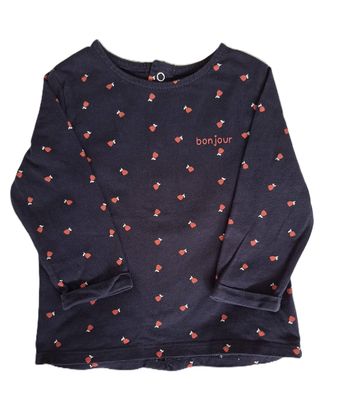 Kiabi t-shirt manches longues 12 mois coeur bleu marine