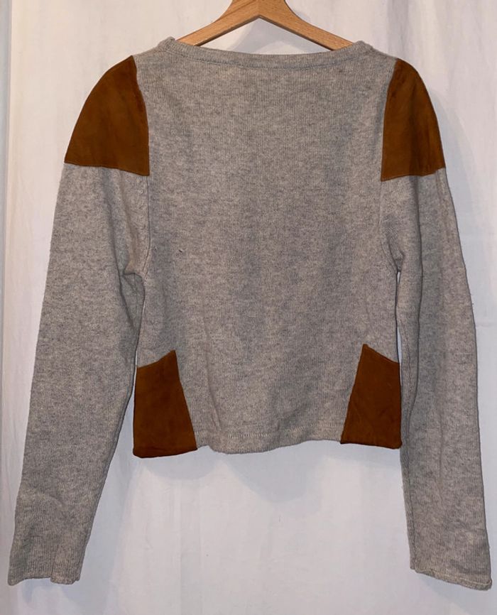 pull American Retro 100% laine, avec du cuir taille 0 - photo numéro 3