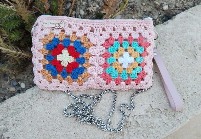 Sac à main Pochette femme crochet rose - photo numéro 3