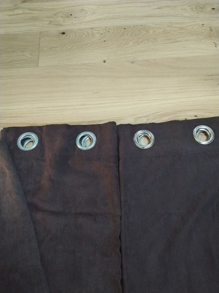 Paire de rideaux marron à oeillets - photo numéro 4