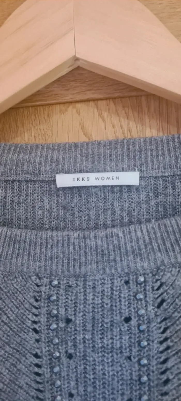 Pull gris ajouré IKKS - photo numéro 3