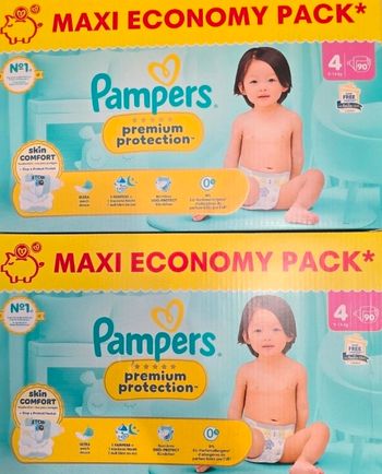 🍼 Pampers Premium Protection – Taille 4 (9–14 kg) – Lot 2x90 couches – Neuf