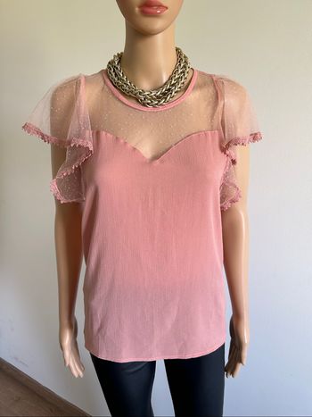 Blouse rose à manches courtes Naf Naf taille S comme neuve