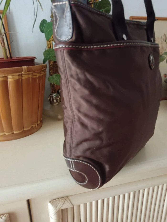 Cabas Lancel en toile et cuir marron - photo numéro 6