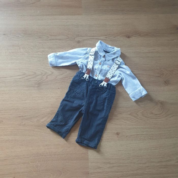 💚 Ensemble chemise salopette 1 mois Kiabi #emyfleury_1moisgarçon