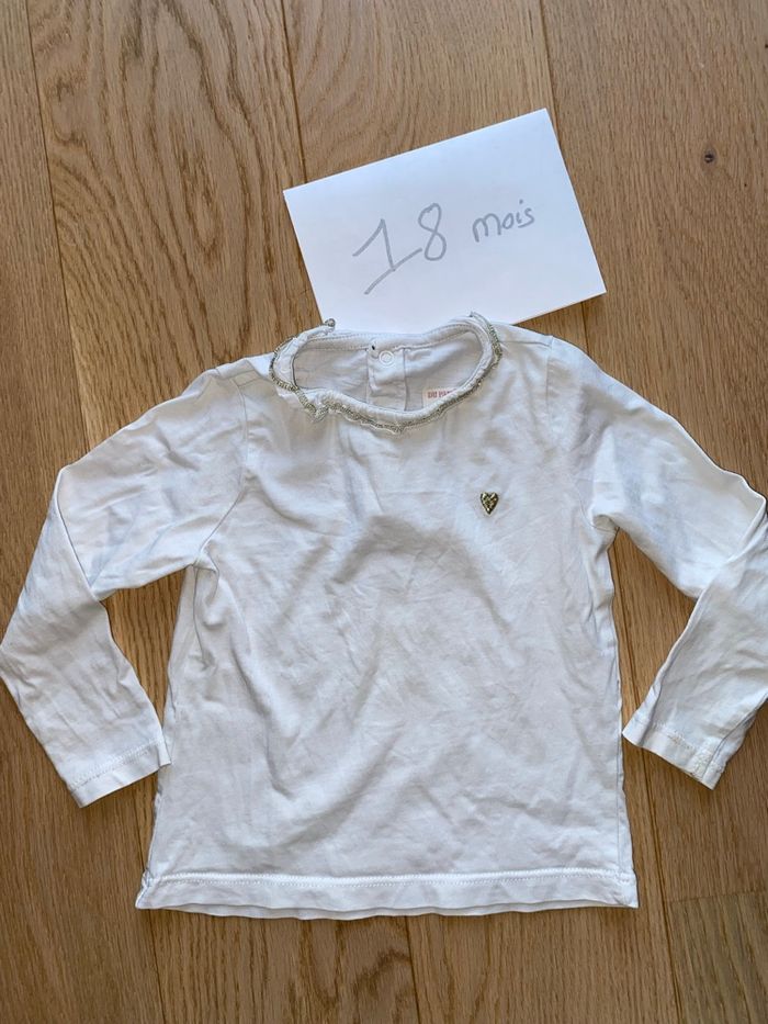 Tee-shirt manches longues blanc cassé – Dpam – 18 mois