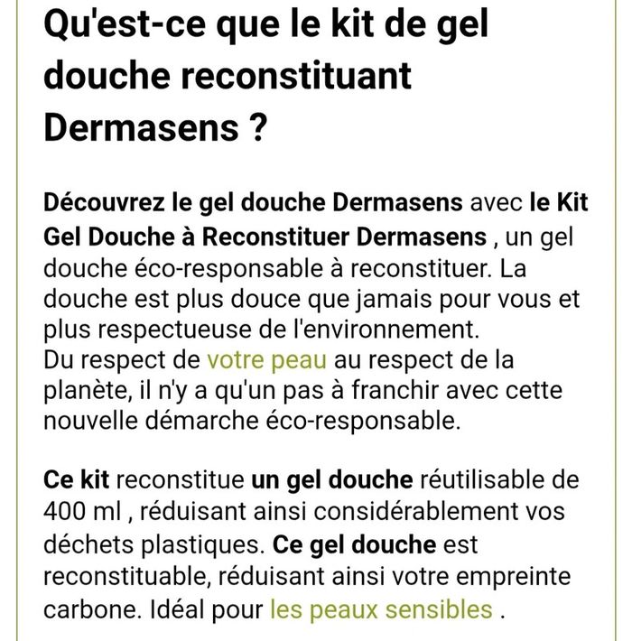 3 Kit gel douche à reconstituer Dermasens neufs - photo numéro 6