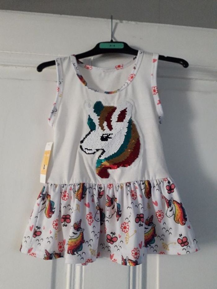 Débardeur Licorne sequins 2 ans