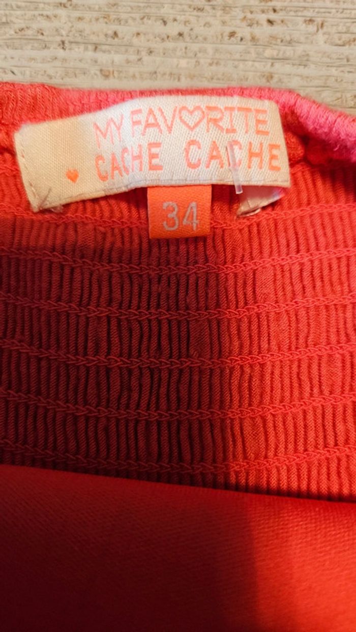 Robe bustier courte, en broderie, corail, My favorite Cache Cache, 34, nickel - photo numéro 5