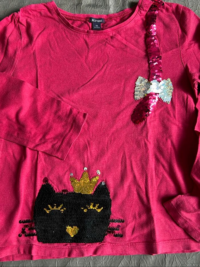 Lot de 5 t-shirts manches longues fille à motifs en sequins - photo numéro 5