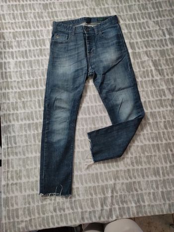 Pantalon jeans court skinny bleu taille haute Benetton taille 38