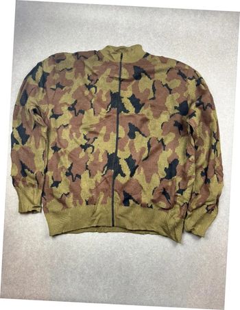 Pull vintage à motif ethnic militaire vert marron