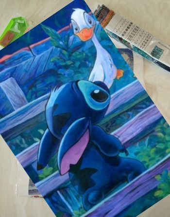 Diamond painting Stitch et canne #S036