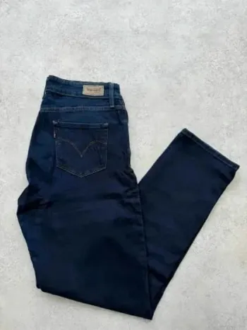 Jeans Levi's W31 FR40 L32 coupe droite bleu marine Femme Women pan521b