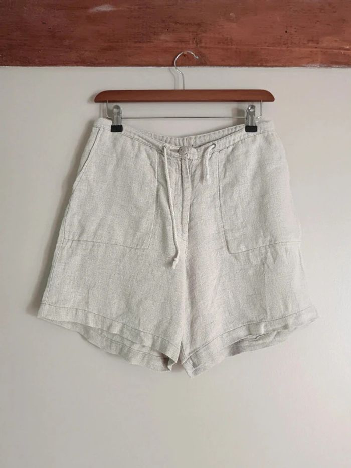 Short beige large en lin - photo numéro 5