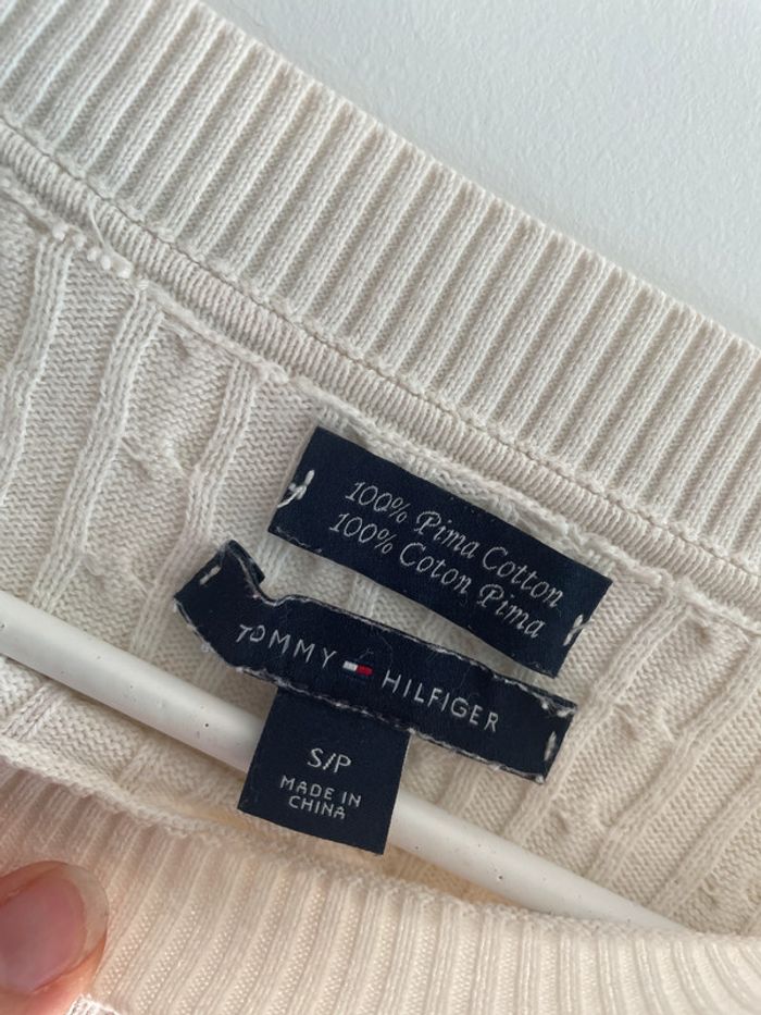 Pull torsadé blanc Tommy Hilfiger - Taille S - photo numéro 4