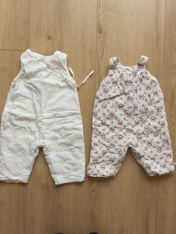 Lot de 2 salopettes / combinaison 3 mois fille