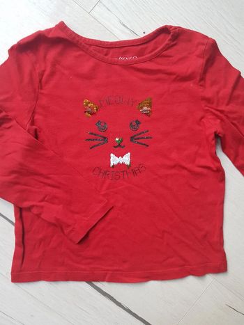 Tee shirt de noël motif chat sequins réversibles 6ans