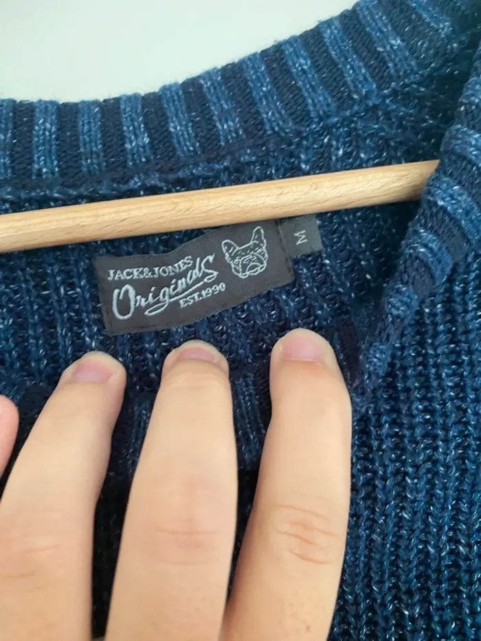 Pull en maille bleu marine Jack & Jones taille M - photo numéro 4