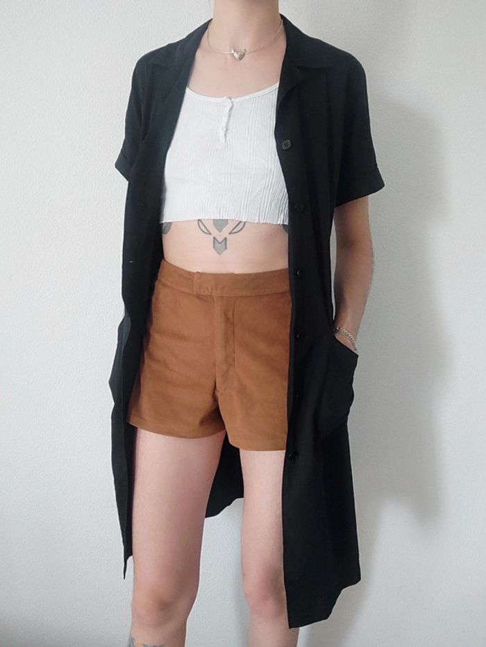 Robe chemise noire moulante vintage / Agnès B - 36/S à 38/M - photo numéro 5