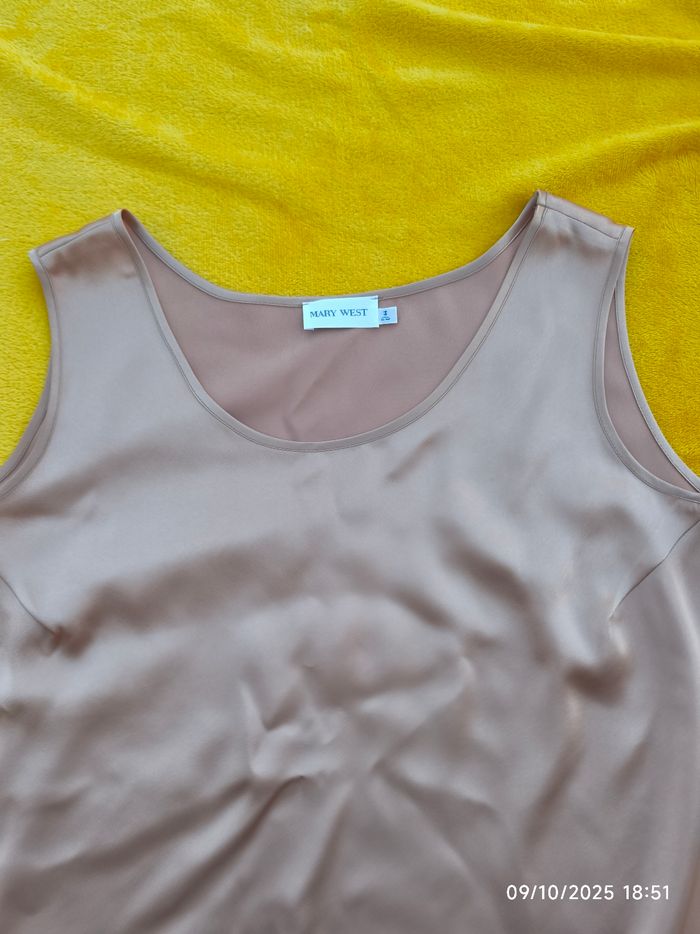 Blouse fluide dorée satiné vintage  44 - photo numéro 5