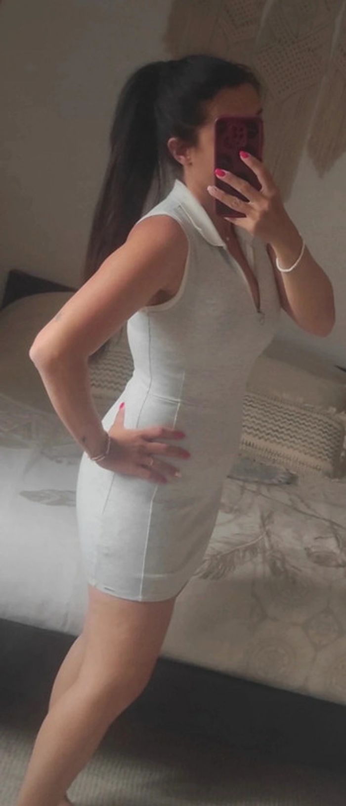 Petite robe Polo grise col blanc sans manches Way by IKKS XS zip décolleté - photo numéro 2