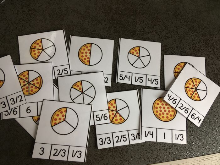 12 cartes Fractions à Pinces Les pizzas - Montessori