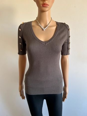 Pull gris kaki à manches courtes Morgan taille S TBE