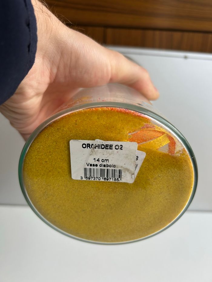 Vase déco diablo verre sable coloré et rubans – style moderne - photo numéro 3