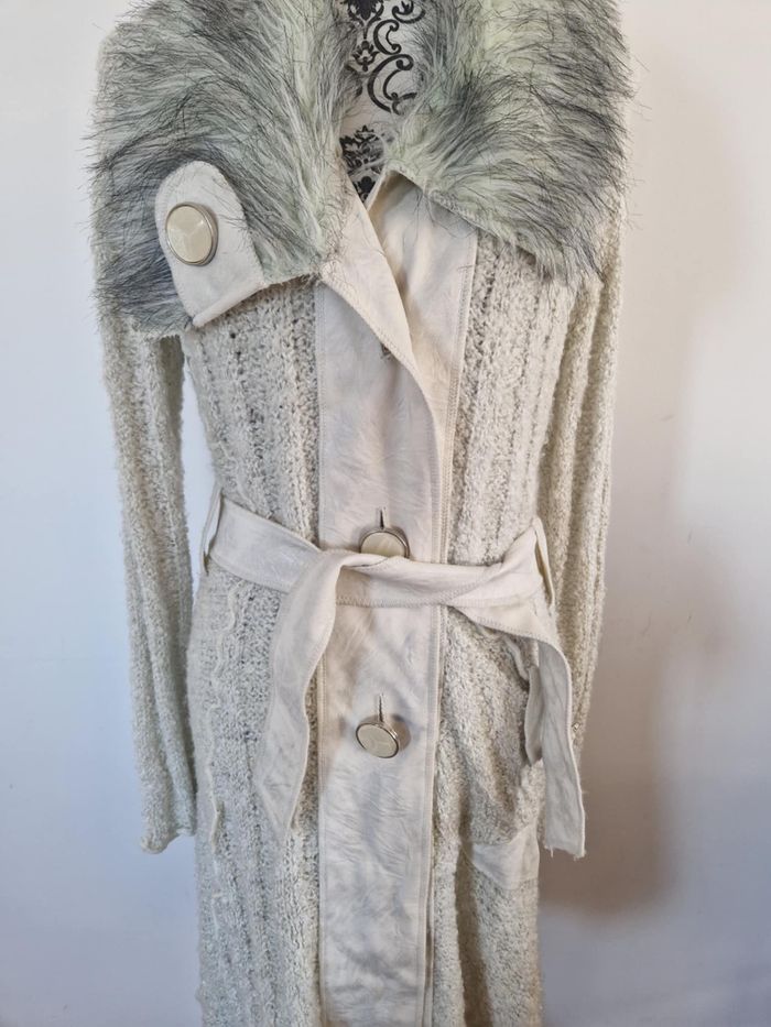 🧥 Manteau beige long Sophyline – Taille L/XL – Col fourrure - photo numéro 3