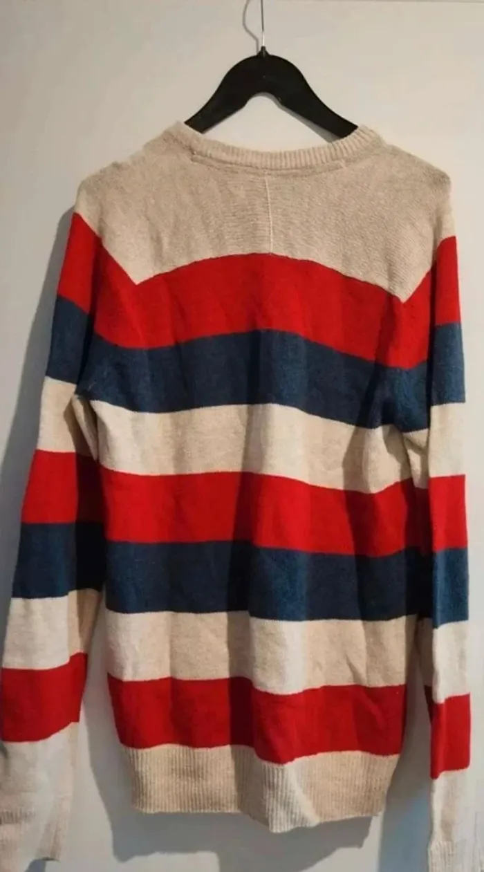 Pull  rouge  bleu  marine  beige taille m h&m - photo numéro 6