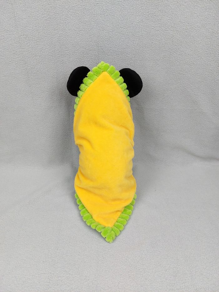 Doudou peluche Mickey bleu 30 cm couverture jaune vert nuage Disney - photo numéro 2