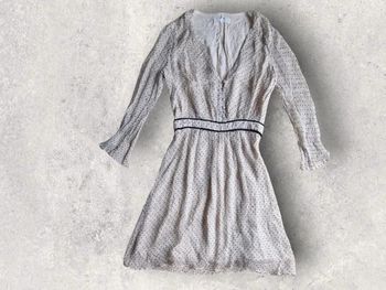 Robe en soie courte et manches longues Ba&sh modèle Dolly gris clair taille XS ou 34
