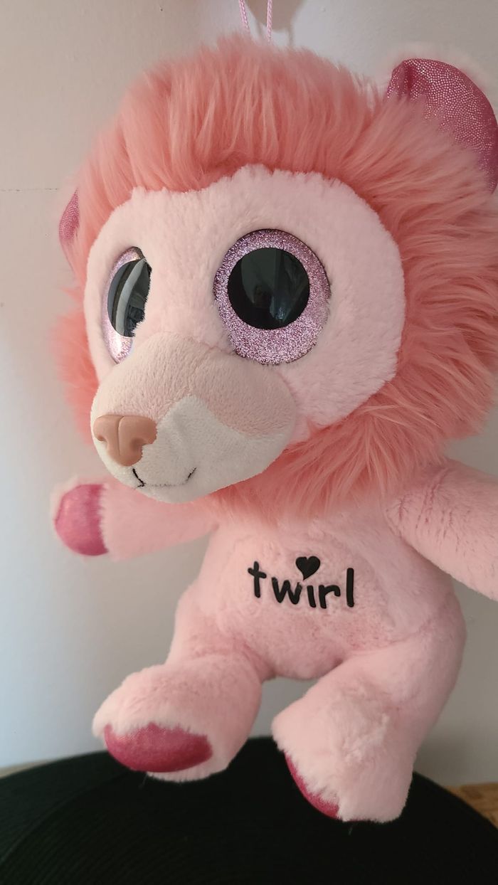 peluche lion rose paillette twirl creaciones lissis - photo numéro 2